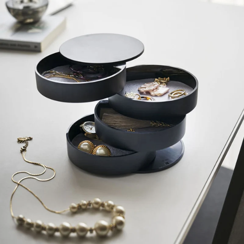 4 Colors ABS 4 Layer Jewelry Storage Box Rotatable Bedroom Cloakroom Jewelry Cosmetic Box With Lid For Women To Experience Best