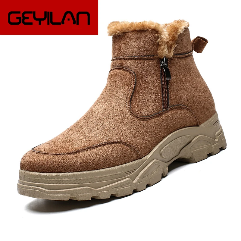 

CORK Men Boots Casual Winter Shoes Solid Color Plush Inside Male Boots Men Shoes Keep Warm Waterproof Winter Snow Boots