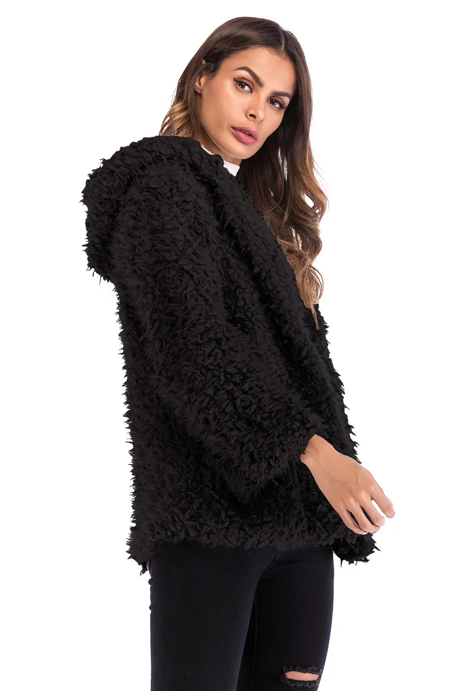 Casual Autumn Winter Teddy Coat Women Long Sleeve Pocket Loose Fluffy Jacket Warm Faux Fur Coat 2019 Short Hooded Overcoat  (20)