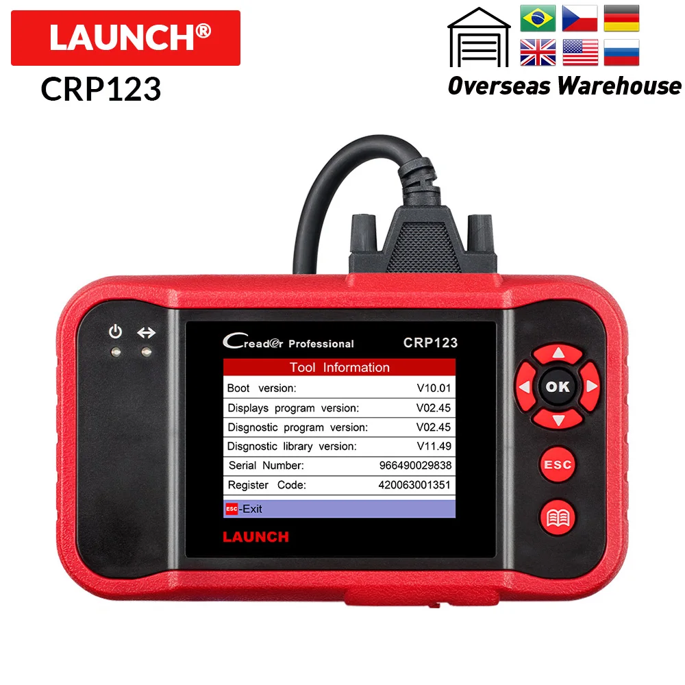 CRP 123 launch X431 Creader CRP123 диагностический инструмент поддержка ABS SRS, трансмиссия и сканер двигателя бесплатное обновление онлайн