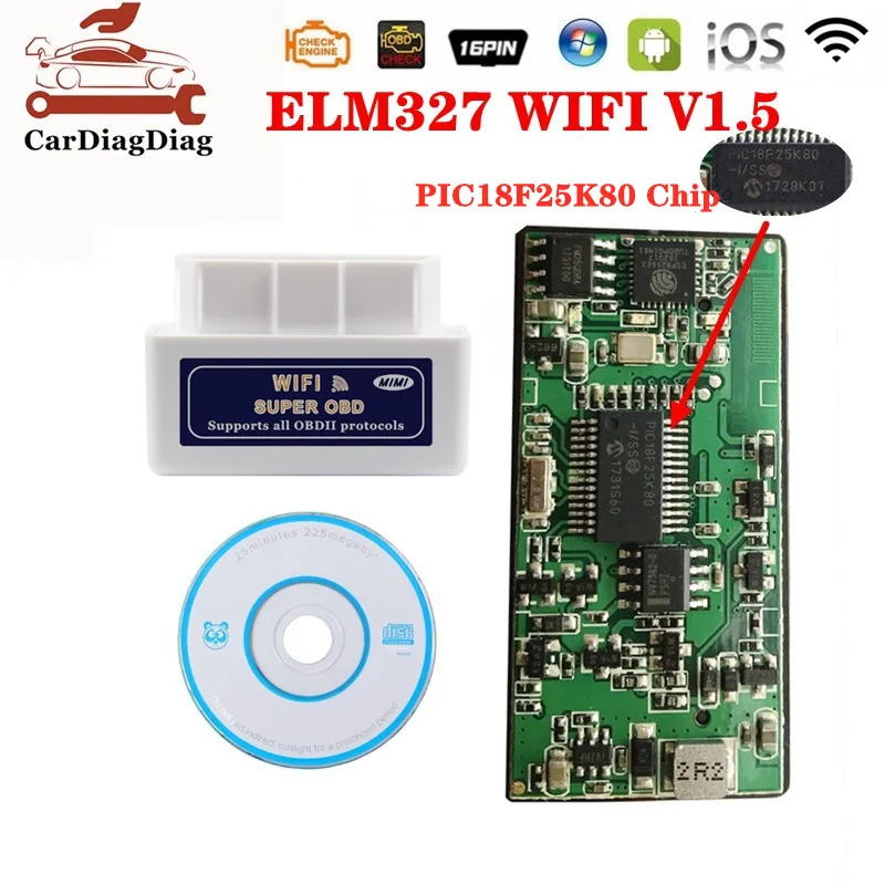 Сканер ELM327 с Wi-Fi и чипом PIC18F25K80 для IOS Android Windows | Автомобили мотоциклы