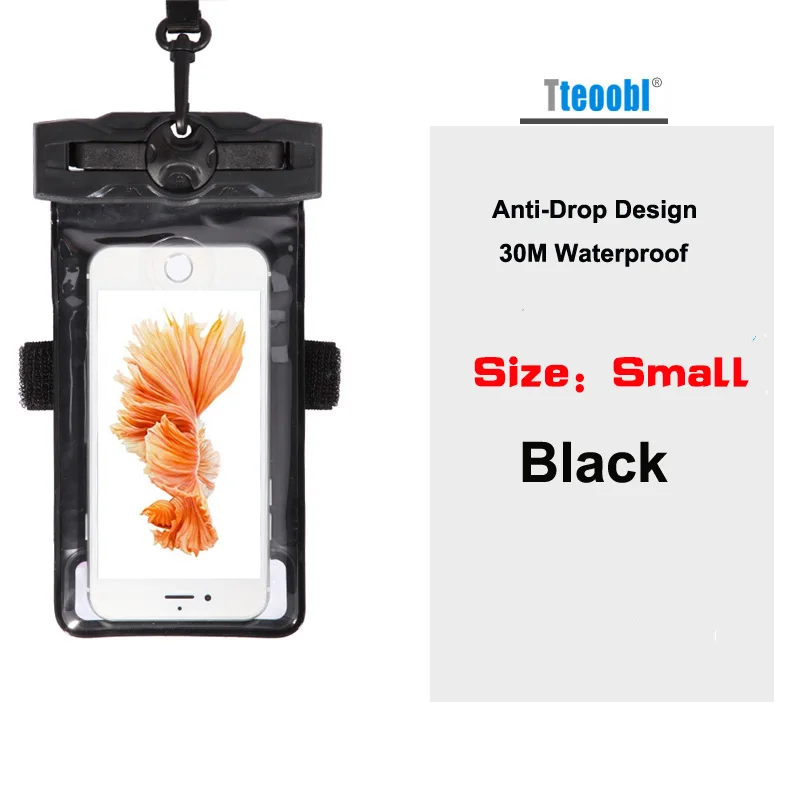 Tteoobl 4.8~5.9 дюймовый чехол для мобильного телефона водонепроницаемый до 20 метров кейс подводный футляр для каноэ байдарки рафтинга лагеря плавания дрифтинга - Цвет: Small Black