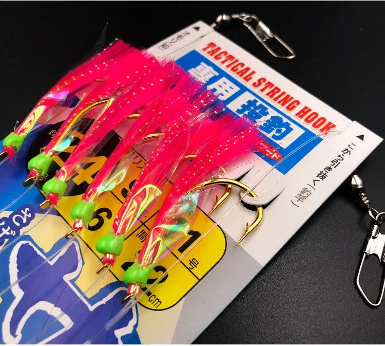 Fill your bag - 100 packs 16# 18# ribbonfish Sabiki Rig Shrimp Sabiki Rigs Soft fishing lure with Strong Fishing hook sea rigs flasher rigs