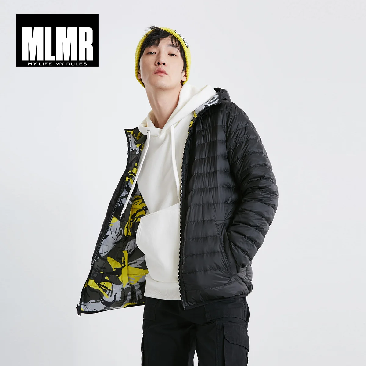 Мужской двухсторонний пуховик с капюшоном MLMR | 219112502|Парки|