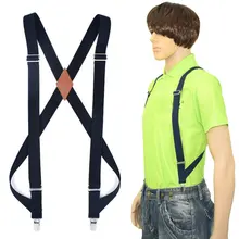 Для мужчин и женщин, 2 зажима, рубашка для отдыха, 2,5 см, штаны, брюки с зажимом, X-Back, подтяжки из искусственной кожи, эластичный сплав, металлическая головка, регулируемые подтяжки