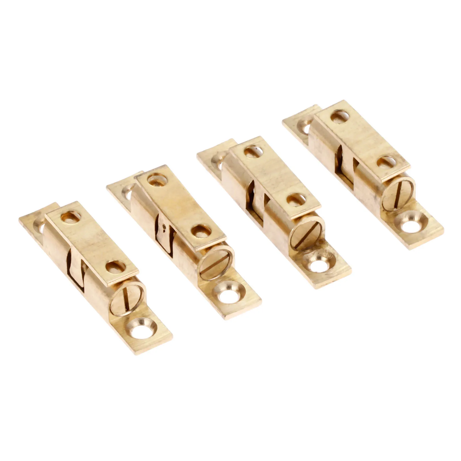 4pcs Brass Tone Drawer Cabinet Door Latch Clip Lock Durable Ball Touch Catches 50mm Pure Copper Double Ball Latch Clip Lock