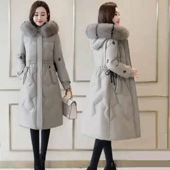 

2020 Winter Big Fur Winter Parkas Cotton Long Jacket Women Solid Fashion Warm Thick Snow Wear Causal Coats Lady Clothing W305