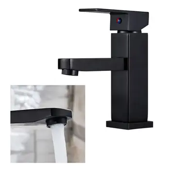 

Bathroom Black Paint Square Basin Faucet Single Handle Washbasin Mixer Tap E7CD