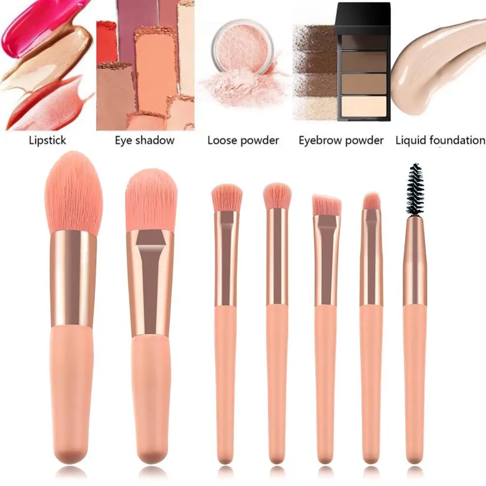 Мульти-функциональный 7PCS набор кистей для макияжа комплект основа для макияжа кисть для румян рассыпчатая пудра, кисть для теней на веки кисточка для бровей ресниц Набор