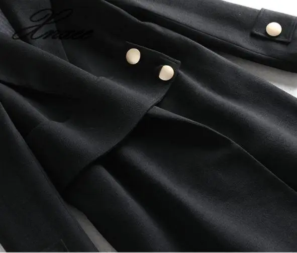 Xnxee; сезон осень-зима шерстяное пальто Большие размеры женские черное шерстяное пальто XL-5XL