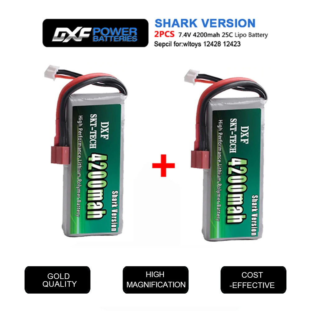 2 шт. DXF RC Lipo батарея 2s 7 4 В 4200 мАч 20C для Wltoys 12428 feiyue 03 Q39 обновленные детали|Детали и