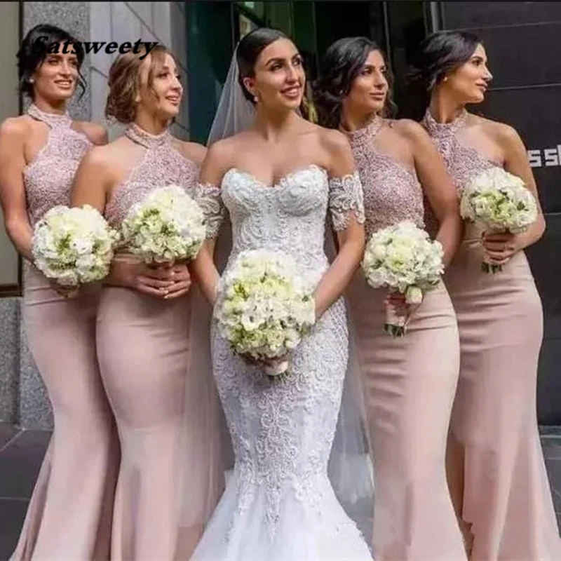 Vestido de dama de honor rosa moda, Vestido largo de encaje para eventos boda, vestidos africanos para damas de honor|Vestidos para dama de honor| - AliExpress