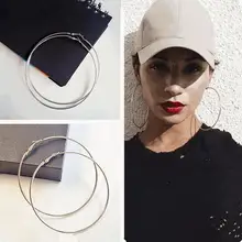 Женские золотые серьги-кольца 5 см металлические Большие Круглые Гладкие большие круглые кольца модные серьги обруча