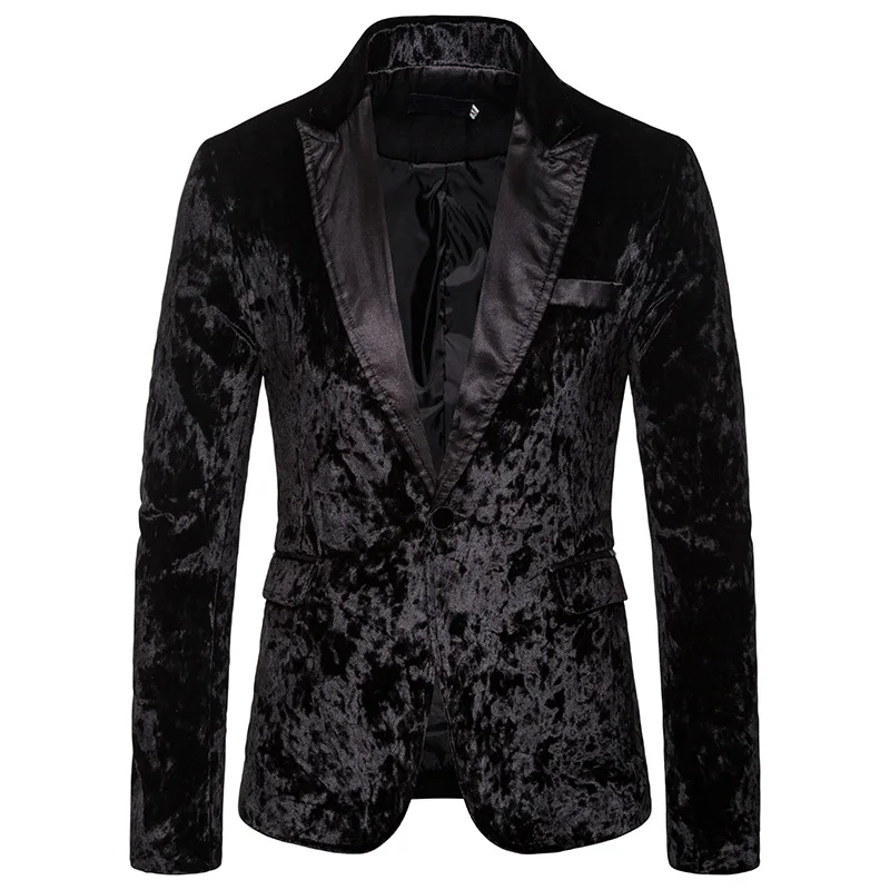 Черный Великолепный бархатный пиджак для церемонии, приталенный стильный велюровый пиджак на одной пуговице, мужские вечерние блейзеры для сцены, выпускного, Hombre - Цвет: Colorful