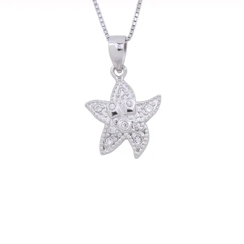 

925 Sterling Silver Zircon Star Starfish Pendant Necklace For Women Cubic Choker Pentagram Fashion Jewelry Accessories