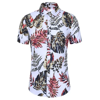 

Shirt for Men Fashion Print Short Sleeve Floral Shirts Casual Sports Party Dress Blouse Male Plus Size Summer New