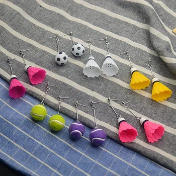 

Creative Personality Badminton Football Tennis Eardrop Unique Design Interesting Ball Equipment Earrings For Girl Jewelry Gift
