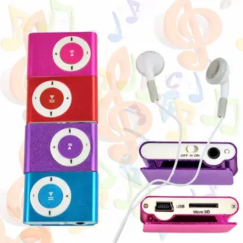 

Mini Clip-on MP3 Music Player with Micro TF/SD Slot Portable Metal Mp3 With Earphone USB 2.0 Port Sports MP3 Player with Clip
