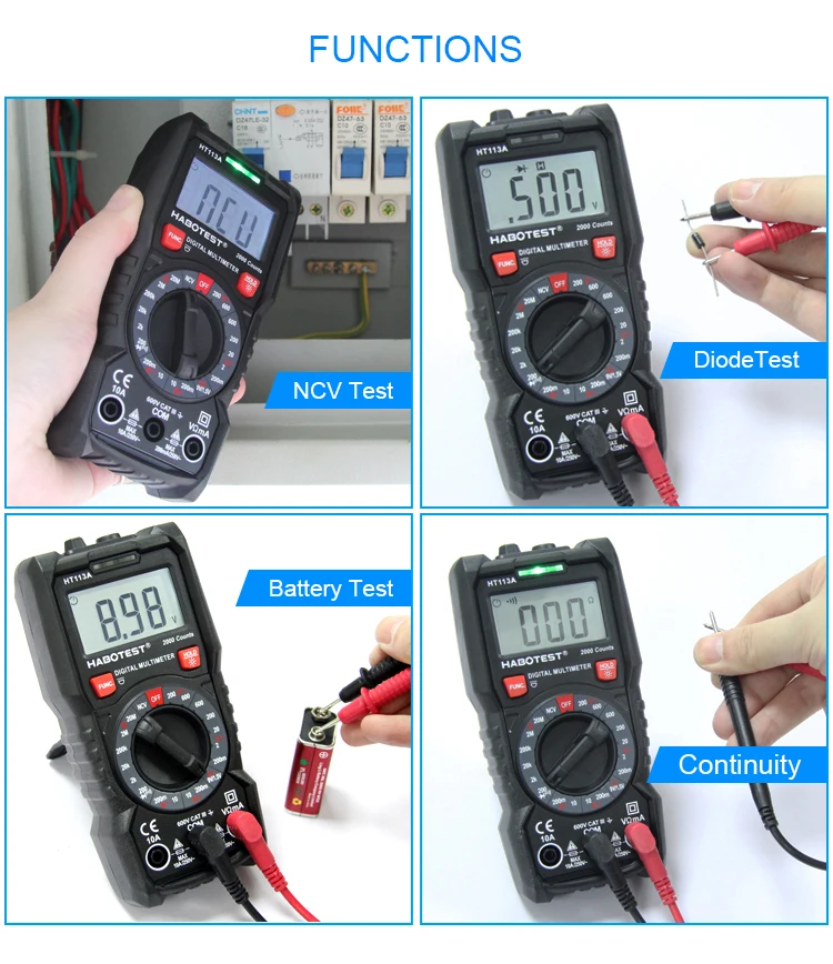 Habotest HT113A цифровой мини мультиметр тестер Профессиональный Транзистор тестер мультитестер мультиметр