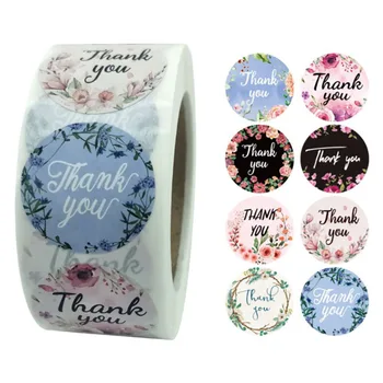 

500pcs/roll Thank You Sticker With 8 Types Seal Labels Sticker For Wedding Envelope Scrapbooking Sticker Decoration