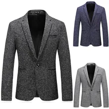 Мужская мода, английский однотонный цвет, высокое качество, повседневный однобортный костюм, новая мода, Осень-зима