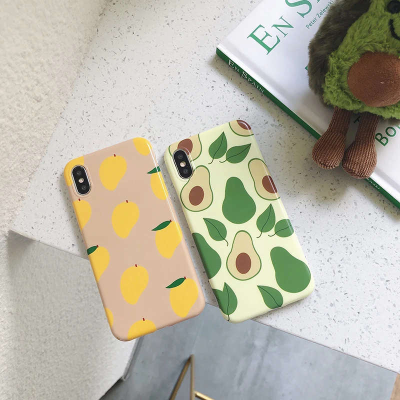 Чехлы для телефонов iPhone 6 6S 7 8 Plus фрукты, авокадо манго матовый IMD мягкий чехол для iPhone XS MAX XR X S задняя крышка fundas