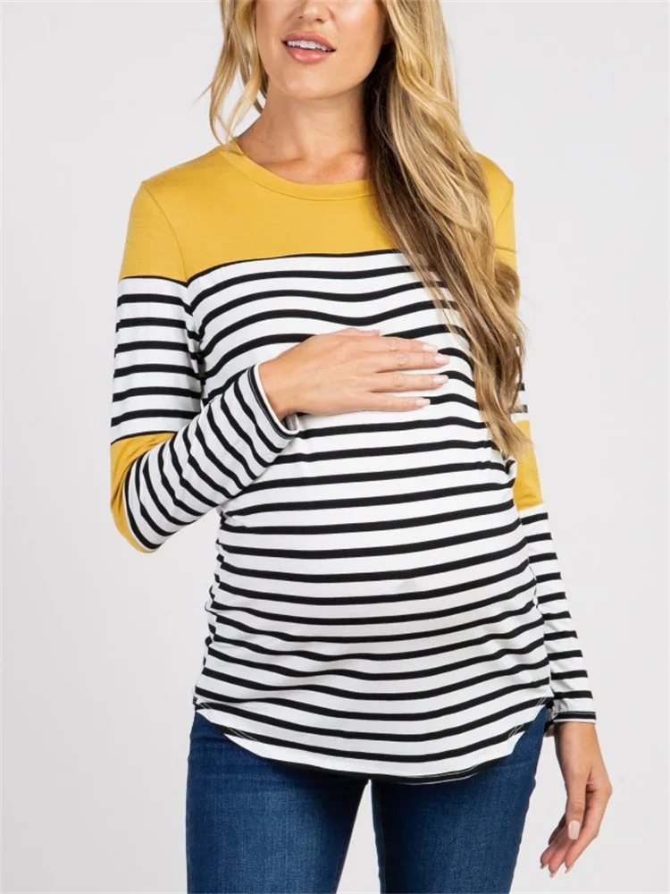 maternity dresses Pregnant dress gravida dress maternity dresses Round collar striped T-shirt hotel del luna maternity clothing