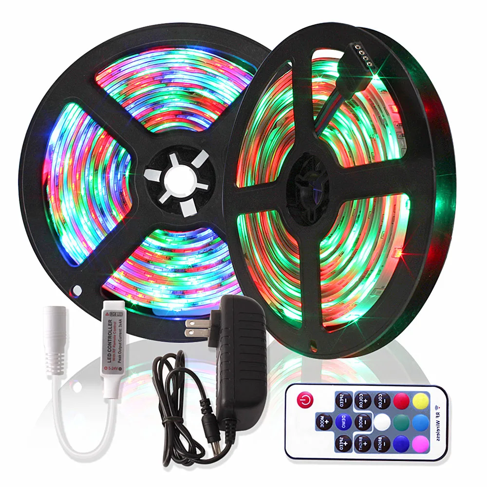 Светодиодный RGB полосы света водопоф для дома Диодная лента неоновый светодиодный полосы с музыкой/RF/IR контроллер tira светодиодный 12 В