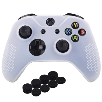 

Studded Silicone Cover Skin Case for Microsoft One X & One S Controller x 1 with Pro Thumb Grips 8 Pieces
