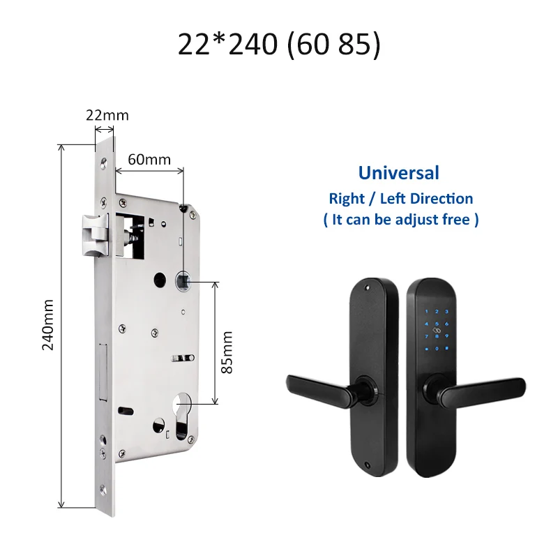 TTlock приложение электронный дверной замок Bluetooth wifi умный сенсорный экран замок, цифровой код клавиатуры Засов для дома гостиницы квартиры - Цвет: 240mm 6085 mortise