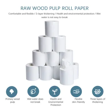 

10 Rolls Household Toilet Paper Three Layer Embossed Toilet Paper White Toilet Tissue Roll Paper Hollow Replacement Toilet Paper