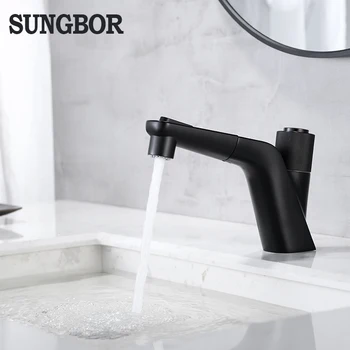 

Black pull out basin faucet faucets bathroom sink single handle hole deck vintage hot and cold wash mixer crane Mounting