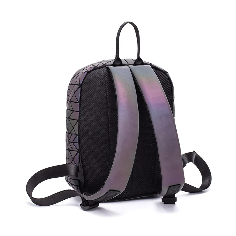 

2018 New Style WOMEN'S Bag Japanese Style Folding Geometry Rhombus Night Light Backpack Fashion Backpack