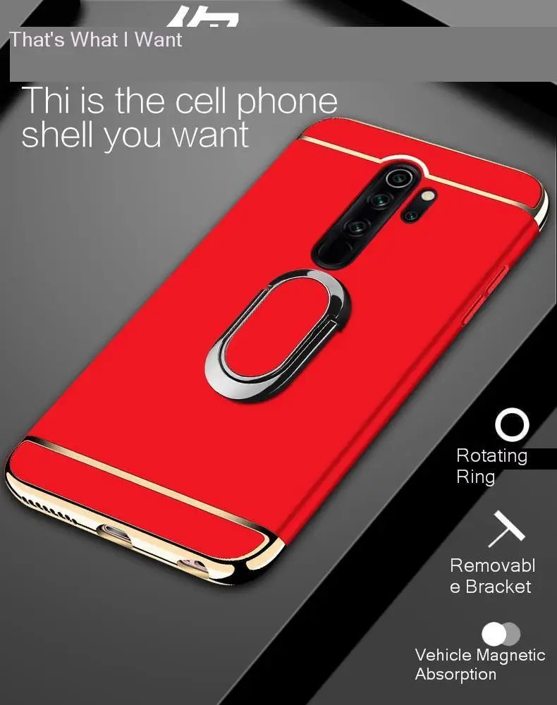 Для Xiaomi Redmi Note 8 кольцевой чехол противоударный полный ПК Бампер задняя крышка для Redmi Note 8 6 5 7 Pro Чехол магнитный автомобильный держатель