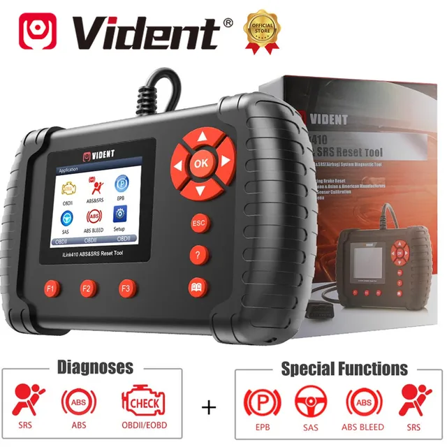 Vident iLink410 ABS SRS System Scanner OBDII Diagnostic Tool Scan Tool With EPB SAS ABS Bleed Reset Services 1