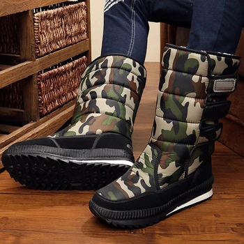 

2020 Male Shoes Adult Winter Boots Plush Warm Snow Boots Men Outdoor Mid-calf Boots Comfort Men Shoes Camouflage Winter Footwear