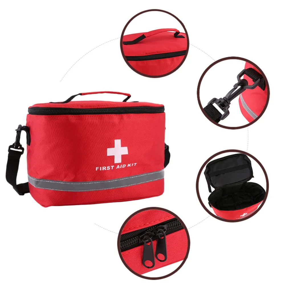

Red Nylon Striking Cross Symbol High-density Ripstop Sports Camping Home Medical Emergency Survival First Aid Kit Bag Outdoors