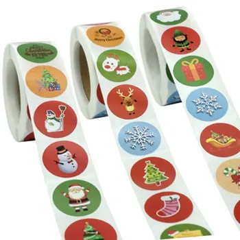 

500pcs/Roll Kids Sticker Cute Cartoon Animals Christmas Snowman Santa Decoration StickerGift for Reward Children School Supplies
