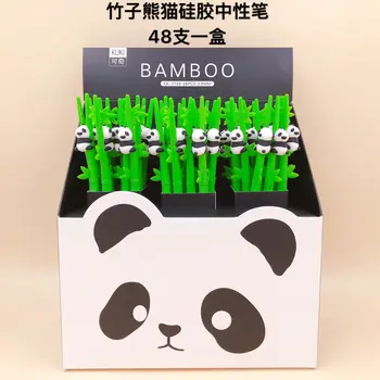 

48pcs Gel Pens Bamboo Panda black colored kawaii gel-ink pens pens for writing Cute stationery office school supplies