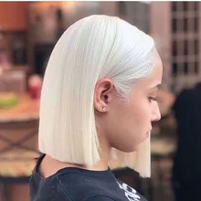 Фэнтези, ручная вязка, блонд, белый, короткий Боб, высокая температура, волокно, жаростойкий, без клея, синтетический парик на кружеве для всех женщин