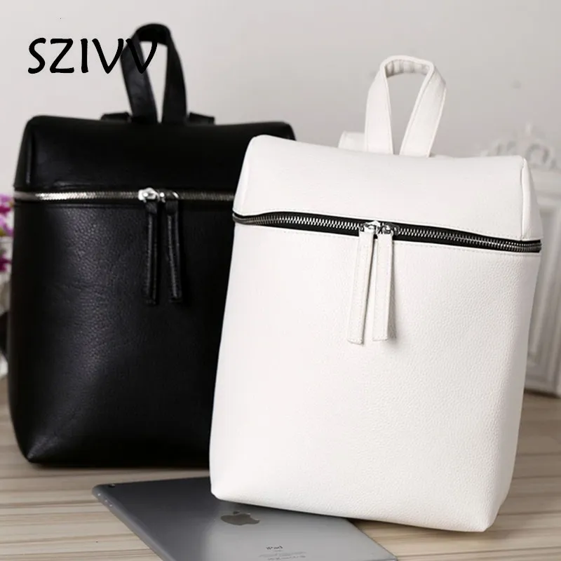 Simple Style Designer Women Backpack White and Black Lady Travel PU Leather Backpacks Fashion Female Rucksack bag | Багаж и сумки