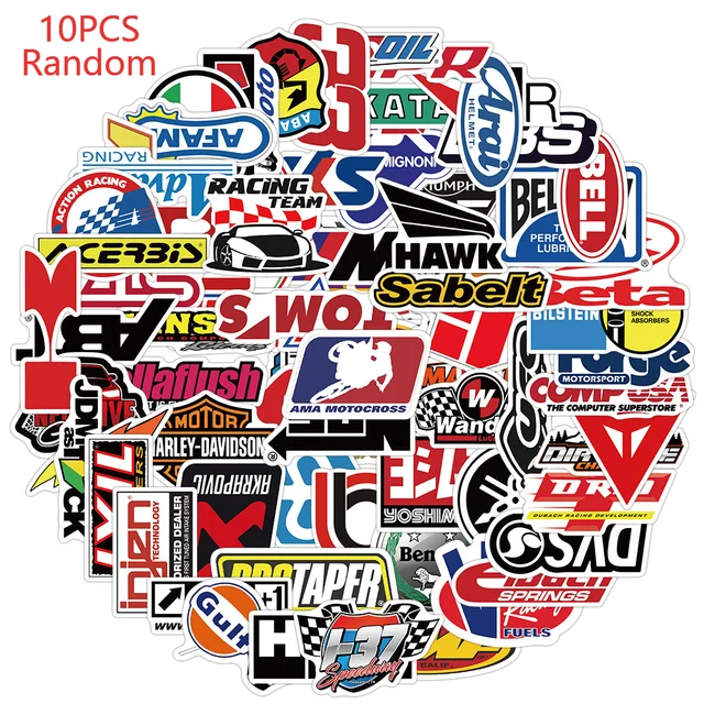 10/50/100Pcs Brand Stickers Laptop Macbook Cup Guitar Luggage Fridge Skateboard Bicycle Tide Logo Decal Sticker Random 10PCS