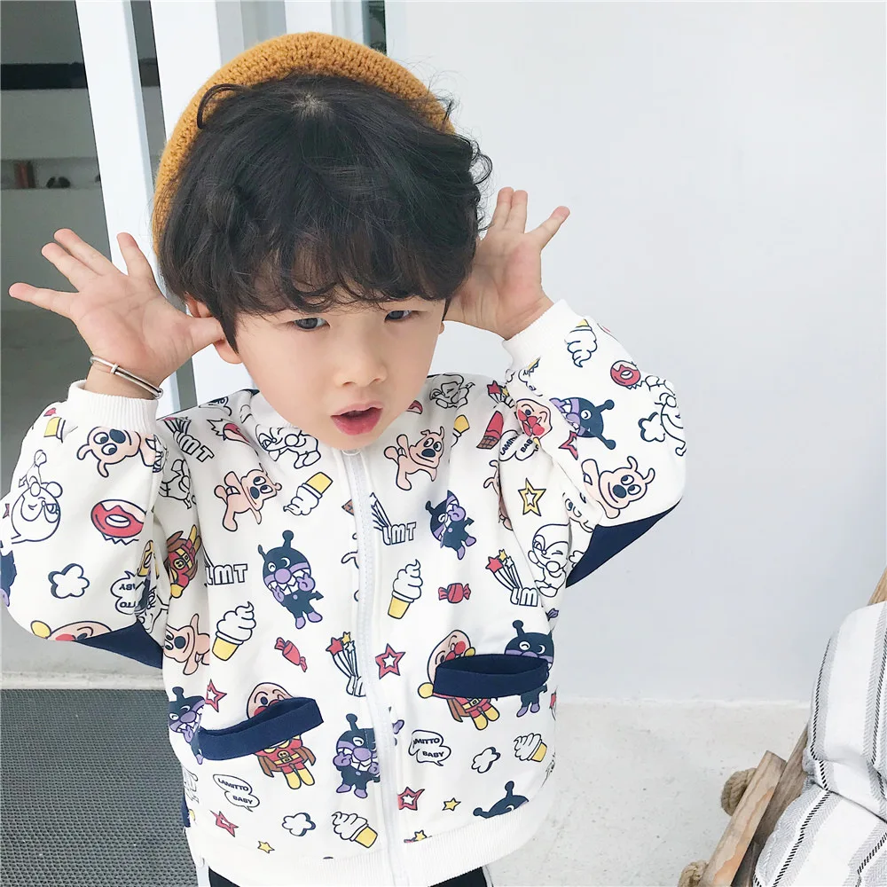Tonytaobaby/новая осенне-зимняя одежда для мальчиков и девочек, пальто с героями мультфильмов бархатное пальто на молнии детская куртка
