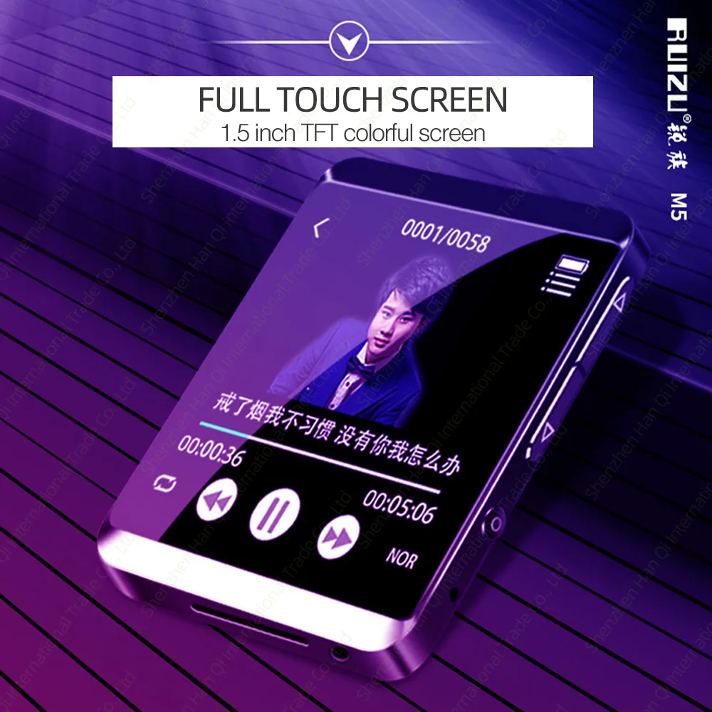 RUIZU M5 мини-клип Bluetooth MP3 плеер полный сенсорный экран портативный 8 ГБ 16 ГБ MP3 музыкальный плеер с FM, запись, электронная книга, шагомер