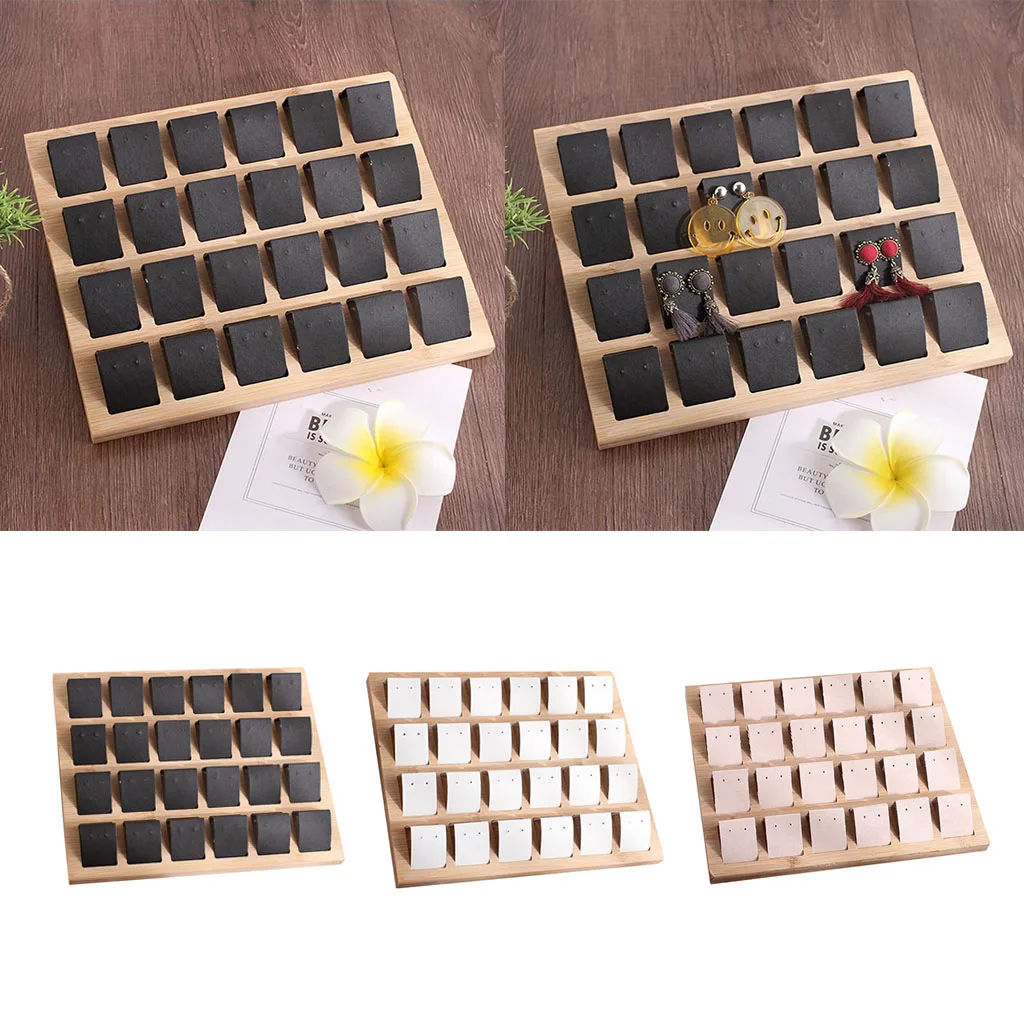 

24 Pair Earring Cards, Velvet/Leatherette Bamboo Earrings Display Card Holder for Jewelry Accessory Display, 3 Colors