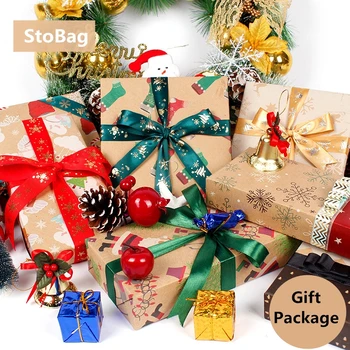 

StoBag 10pcs 50*70cm Kraft Gift Package Paper Christmas New Year Handmade Gfit Wrapping Baby Shower Birthday Party Decoration