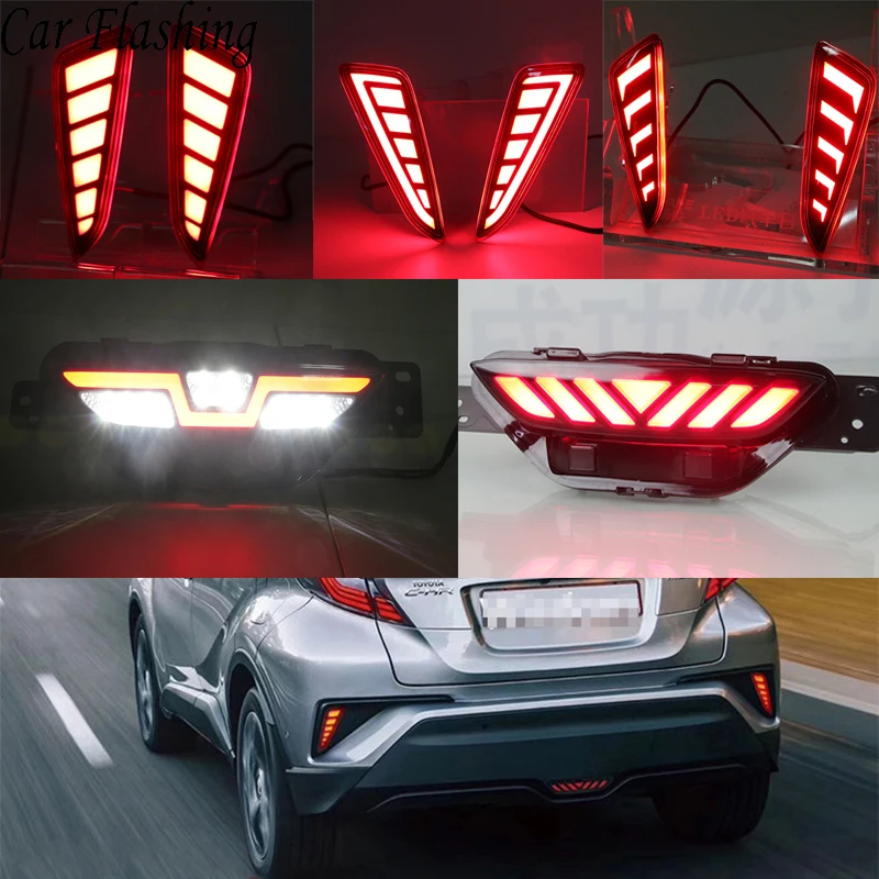 Red LED Rear Bumper Fog Light Tail Brake Lamp For Toyota CHR C-HR 2017-2018