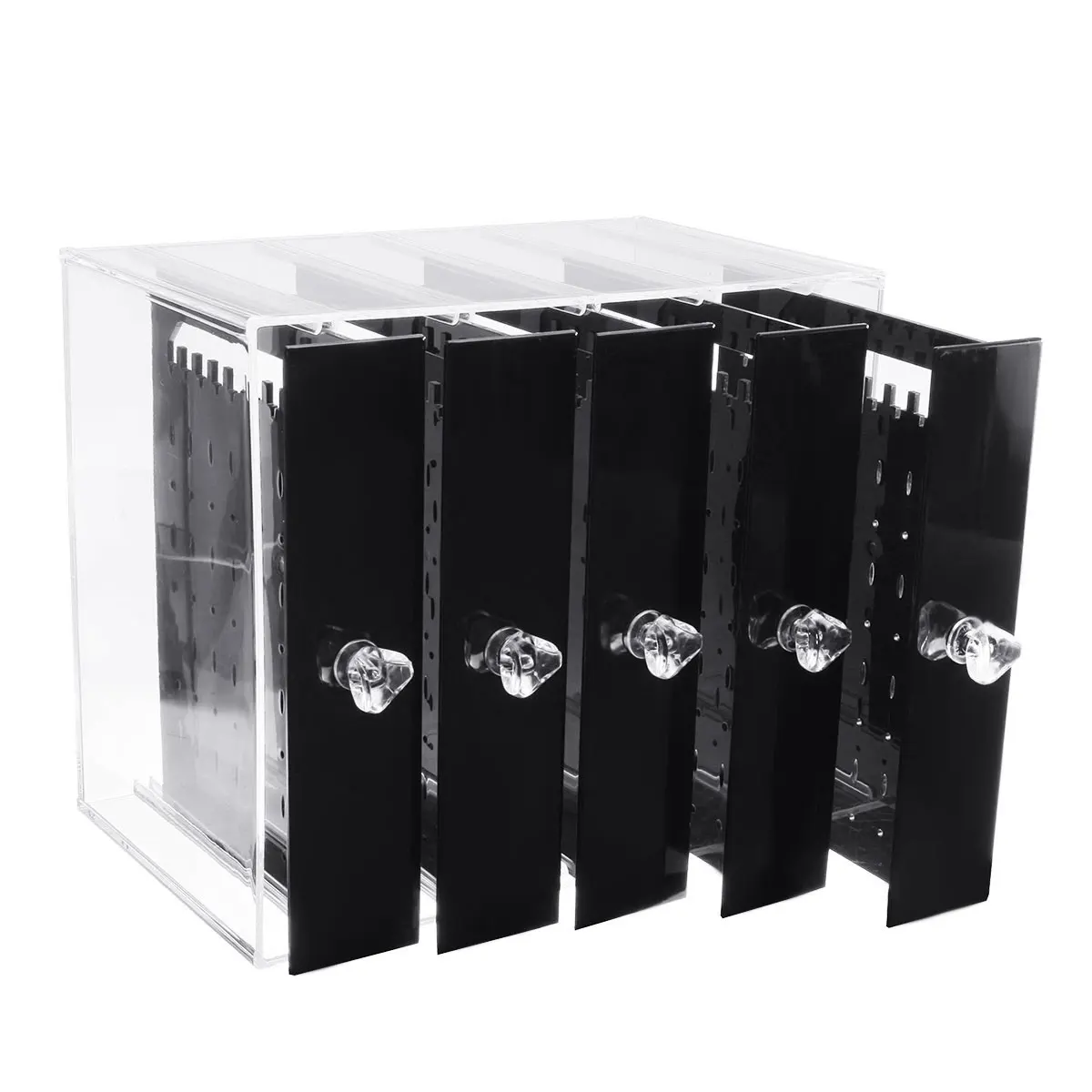 Пылезащитный акриловый ящик для хранения ювелирных изделий, ящик для серег, подставка для украшений, кольцо, лоток, ожерелье, браслет, органайзер, чехол, 3 типа - Цвет: 5 Tray Black