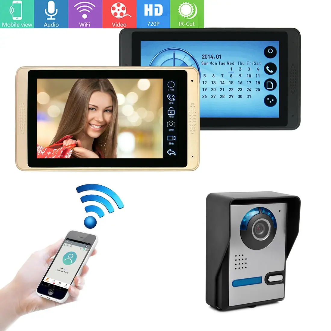 SmartYIBA Wifi Smart Visual Intercom IR-CUT HD Camera IP Doorphone Night View Video Doorbell Ring Video Door Phone Doorbell kits