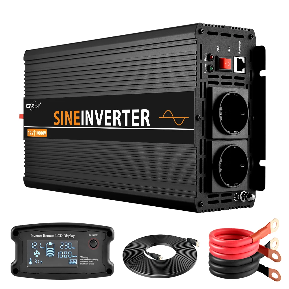 DC 12V to AC 220V 1000w peak 2000w pure sine wave power inverter with LCD remote controller | Обустройство дома